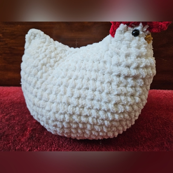White Chunky Crochet Chicken Rooster amigurumi doll - Picture 4 of 11
